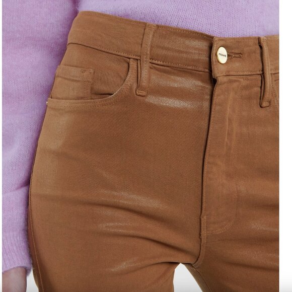 Frame Le Sylvie Slender Straight Coated High-Rise Jeans sz 25 - Picture 4 of 16